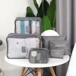 Sacs de rangement pour vêtements de voyage, 6 pièces/ensemble, organisateur de bagages Portable, Cubes d’emballage de valise avec pochette à chaussures