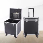 Boîte à outils portable avec roues en aluminium, valise d&rsquo;évaluation, grande mallette de vol rigide, outils de rangement, boîtes de transport professionnelles