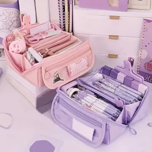 Trousse à crayons de grande capacité – Boîte de rangement de table durable et polyvalente pour garçons et filles, boîte de papeterie d&rsquo;étude et de travail portable