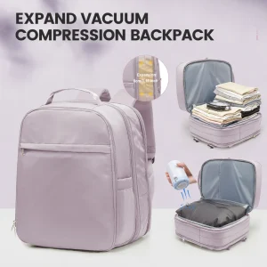 Easyjet 45x36x20 sac à dos de voyage sous vide avec pompe sac à dos pour ordinateur portable cabine d&rsquo;avion airbag de compression sous vide, bagage de cabine pour femmes