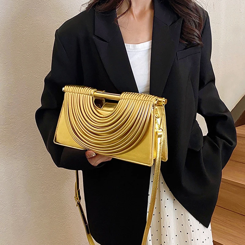 sac à main de soirée de luxe pour femmes, pochette avec nœud de nouilles dorées, pochette de dîner de luxe de styliste, sacs à bandoulière carrés