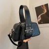 Petit sac à main rétro en cuir pour femme, sac à bandoulière, sac à main à fermeture éclair, noir, café, rivet, initié, poignet, mode