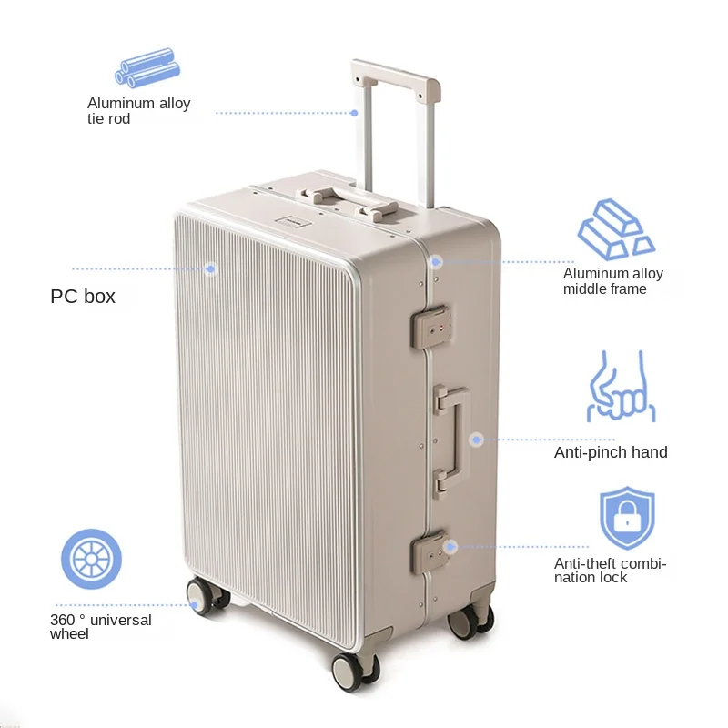 nouveau bagage hommes et femmes 20 28 pouces grande capacité cadre en aluminium valise de voyage avec poignée rétractable mot de passe valise