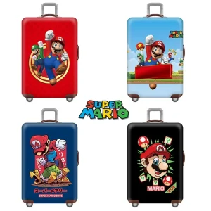Housse de protection élastique pour bagages, jeu Marios Bros, housse de protection pour valise, Anime épais, étiquettes de fixation rétractable, boîtier de chariot de voyage, décoration
