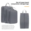 sac de cubes d'emballage à compression de voyage, valise portable, organisateurs de vêtements, étuis de rangement de bagages étanches, sacs à tiroirs 4 pièces/ensemble