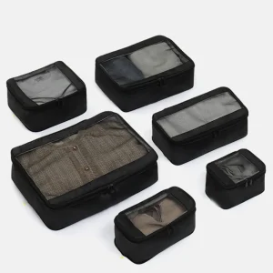 Ensemble de sacs de rangement de voyage portables, valise à Compression pliable, pochette transparente, organisateur d’emballage polyvalent 4/6 pièces