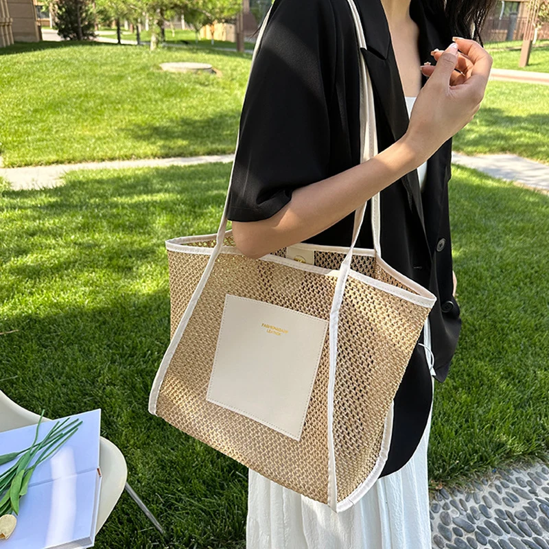 sacs à main pour femmes, sac à bandoulière, fourre tout portable, mode plage vacances tissage, sacs à poignée supérieure