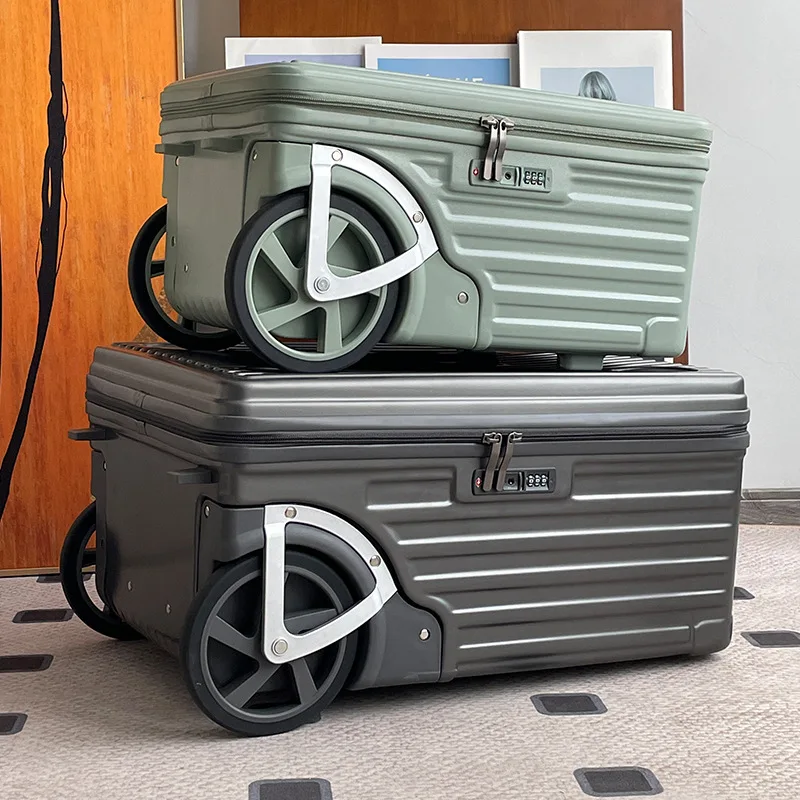 nouveau compartiment à bagages à ouverture latérale de 24 pouces avec roues surdimensionnées et valise d'embarquement de 20 pouces, valise de voyage de grande capacité