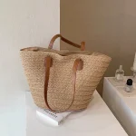 Sac à bandoulière de grande capacité pour femmes, panier tissé en paille d&rsquo;été, sac à main de luxe de styliste, sac de plage, fourre-tout de shopping Bali
