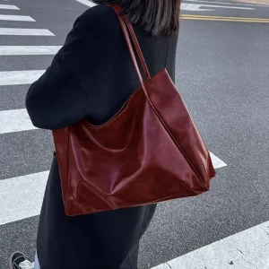 Sac fourre-tout en cuir PU souple pour femme, sac à bandoulière rétro, sacs de seau portables décontractés, poudres sous les bras, grande capacité, mode initiée