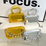 Sac à main femme sacs pour femmes 2025 pochettes mode géométrique Mini fête soirée sac à bandoulière sac à bandoulière boîte en or pochette