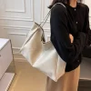 sac fourre tout en cuir pu souple pour femmes, pochette sous les bras de grande capacité, sac à bandoulière rétro décontracté, sacs seau portables