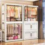 Armoire pliante 70/80cm, organisateur de rangement pliable de grande capacité, organisateur de vêtements Mobile à assemblage facile, couvertures/jouets