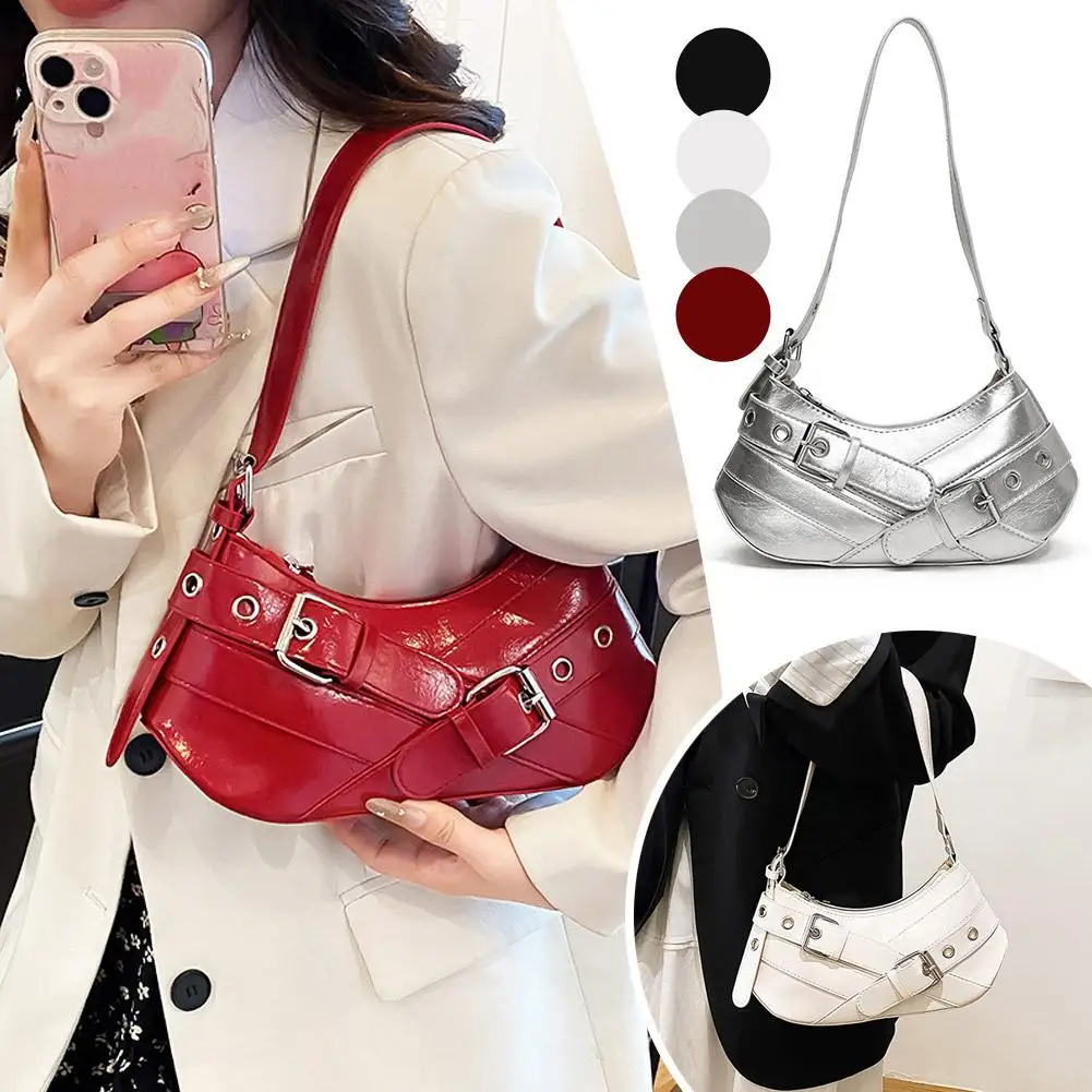 Sac à main Vintage sous les bras, sac à aisselles pour fille, sac à bandoulière simple pour moto, polyvalent, Style Punk, sac à main décontracté Sac à main Vintage sous les bras, sac à aisselles pour fille, sac à bandoulière simple pour moto, polyvalent, Style Punk, sac à main décontracté