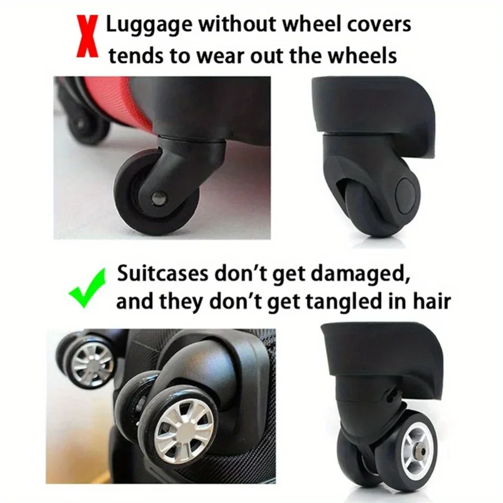 housses universelles de roues de valise à bagages en silicone, résistantes à l'usure, protection de roulettes pour valise, accessoires de roues