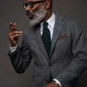 Costume Tweed à chevrons, Tuxedos de mariage à simple boutonnage, taille, vêtements pour hommes, Style décontracté, Costume de mode pour hommes, veste uniquement 1