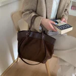 Sac à main élégant en daim givré, fourre-tout de grande capacité, mode européenne américaine automne/hiver, sac à bandoulière Simple décontracté