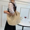 sac à main en paille tissé à la main pour femmes, fourre tout de plage creux, sac de voyage initié, mode