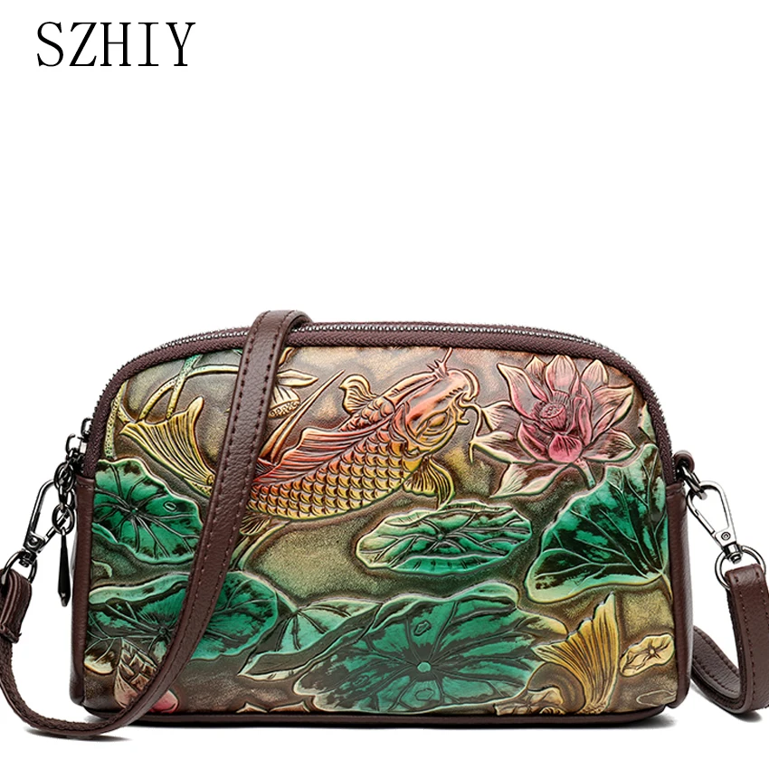 Sac à Main en Cuir de Haute Qualité de Styliste de Luxe, Style Ethnique Rétro, Imprimé en 3D, à la Mode, Poche Transversale Diagonale pour Téléphone Sac à Main en Cuir de Haute Qualité de Styliste de Luxe, Style Ethnique Rétro, Imprimé en 3D, à la Mode, Poche Transversale Diagonale pour Téléphone