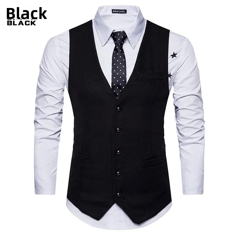 taille européenne coupe ajustée costume gilet hommes décontracté professionnel style britannique m21p45 mâle à la mode tenue décontracté