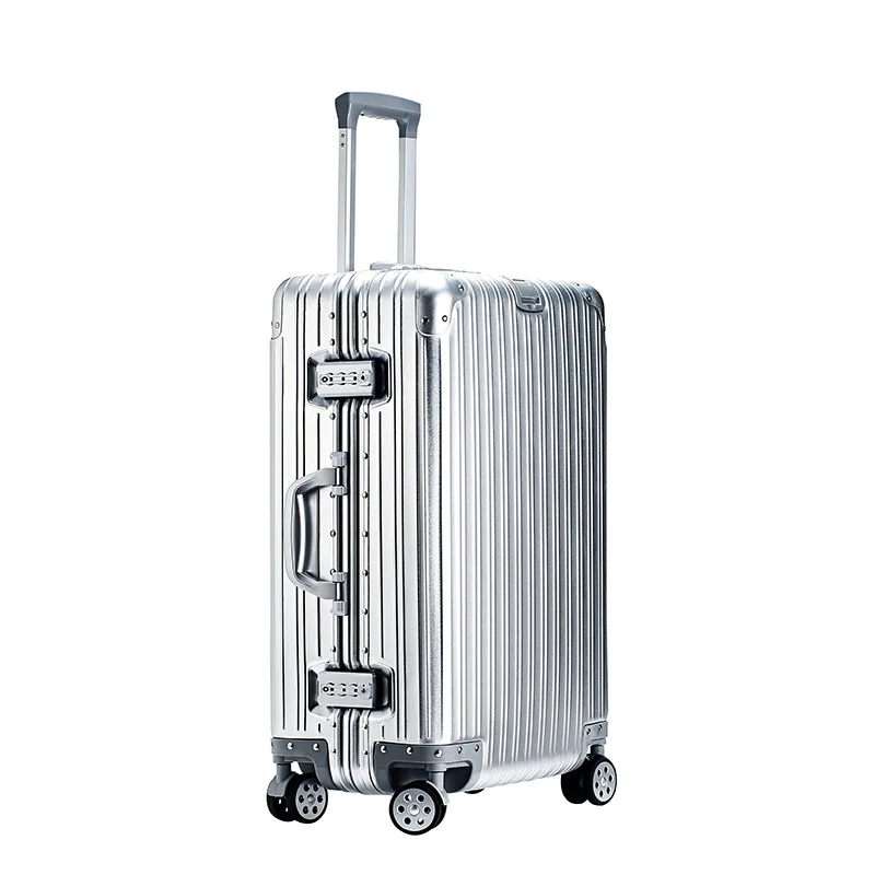 valise à roulettes en aluminium 100%, valise à roulettes en métal, bagage à main, cabine de voyage, 20 ", 24", 28/30" valise voyage