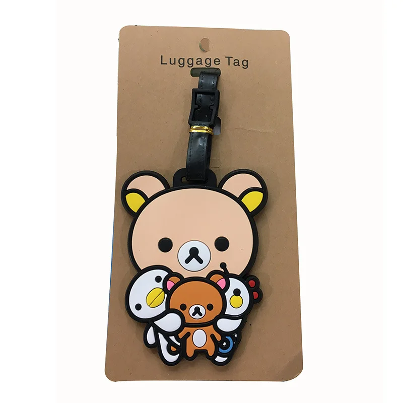 rilakkuma étiquette de bagage enfants anime ours décontracté valise anti perte étiquette carte d'embarquement organisateur de voyage accessoires enfants cadeau