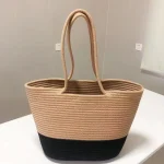 Sac panier en corde de coton fabriqué à la main, sac à bandoulière de plage de Style bohème, fourre-tout frais et doux pour femmes, sac à main polyvalent d&rsquo;été