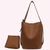 sac de shopping polyvalent pour femmes, seau de grande capacité, sac d'épicerie, sangle réglable, sac simple de couleur unie avec pochette assortie