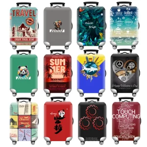 Housse de protection pour bagages en tissu extensible, étui anti-poussière pour bagages, adapté aux valises de 18 à 32 pouces, organisateur de voyage Housse de protection pour bagages en tissu extensible, étui anti-poussière pour bagages, adapté aux valises de 18 à 32 pouces, organisateur de voyage