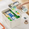 boîte à médicaments de grande capacité, kit médical portable de premiers secours à domicile, boîte à médicaments d'urgence familiale avec étui de stockage de médicaments multicouche