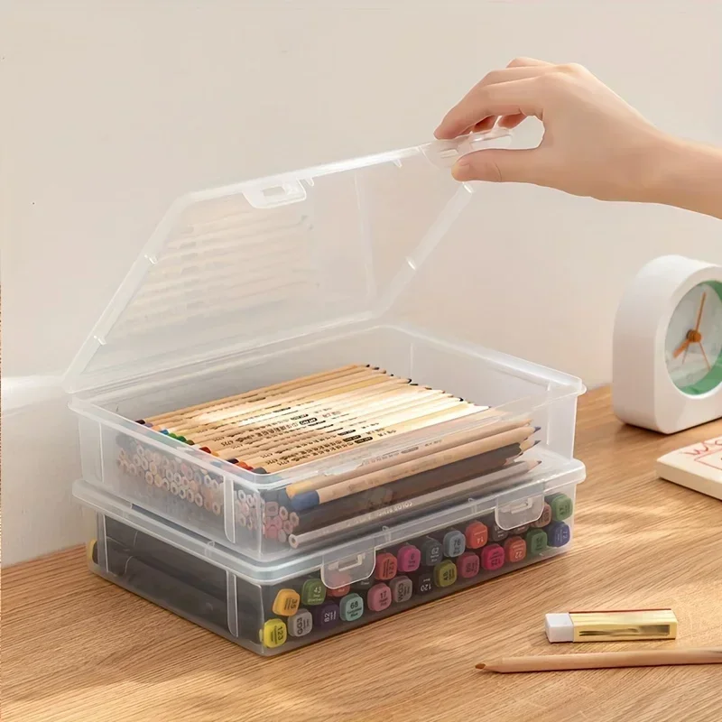 trousse à crayons de grande capacité, en plastique transparent, marqueur de croquis, boîte de rangement de peinture au plomb coloré, fournitures de rentrée scolaire