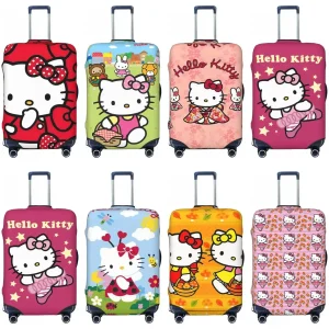 Housse de valise de dessin animé chat Hello Kitty rouge, étui de bagages utile pour vacances, Protection de voyage