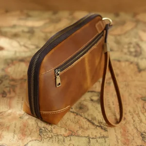 Sac à main en cuir véritable pour hommes et femmes, portefeuille en cuir de vache avec porte-clés, porte-monnaie Portable, pochette