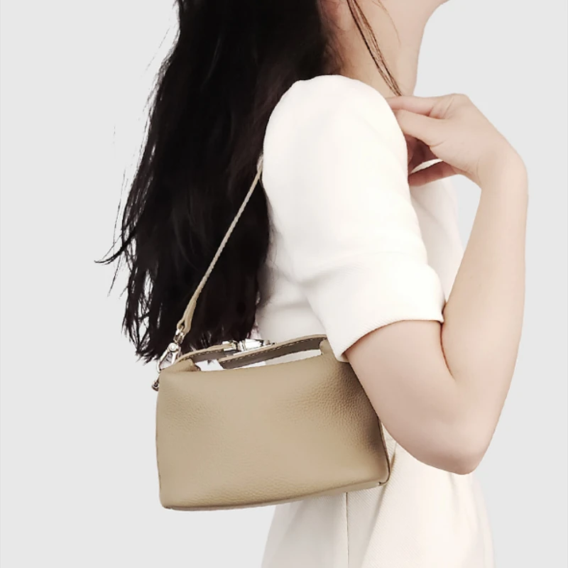 sac à main de luxe en cuir véritable pour femme, cuir de vachette mars, serrure argentée, petit sac initié, tendance, haute qualité, nouveau, mode 2025