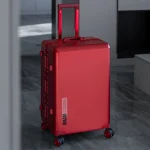 Valise rouge 20-28 pouces valise de voyage multifonctionnelle cadre en aluminium résistant aux rayures boîtier de chariot PC bagage à main