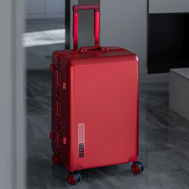 Valise rouge 20-28 pouces valise de voyage multifonctionnelle cadre en aluminium résistant aux rayures boîtier de chariot PC bagage à main Valise rouge 20-28 pouces valise de voyage multifonctionnelle cadre en aluminium résistant aux rayures boîtier de chariot PC bagage à main