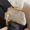 Sac à bandoulière brodé de Style chinois, sac à main élégant rétro, petit sac carré de luxe pour fête de mariage, pochette de soirée de styliste pour femmes