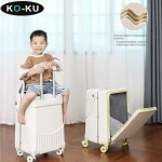KO-KU 2025 nouvelle mise à jour bagages multifonctionnels pour les enfants peuvent s&rsquo;asseoir et monter les enfants porte-bagages ouverture avant valise de voyage