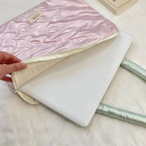 Housse d&rsquo;ordinateur légère avec poignée, Design nœud papillon, housse pour ordinateur portable de 15 pouces, douce et mignonne pour tablette d&rsquo;affaires