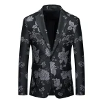 Veste de costume brodée florale pour hommes, grande taille, vêtements de cérémonie, simple boutonnage, coupe cintrée, Blazer à revers cranté pour scène et affaires, M-6XL