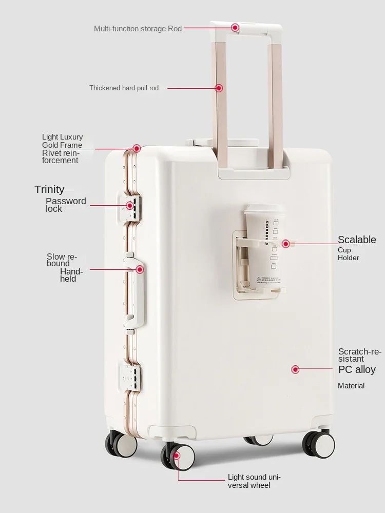 valise rouge 20 28 pouces valise de voyage multifonctionnelle cadre en aluminium résistant aux rayures boîtier de chariot pc bagage à main