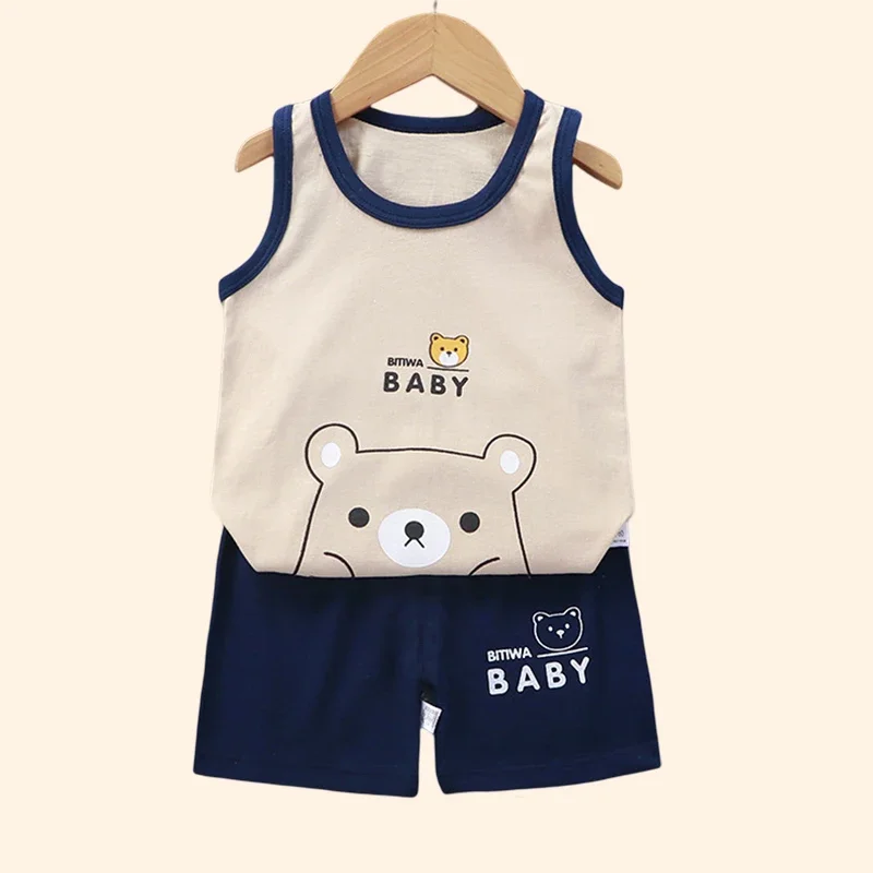 ensemble de vêtements d'été en coton émaillé pour enfants, Économie et shorts pour bébés, haut en fibre précieuse, garçons et filles