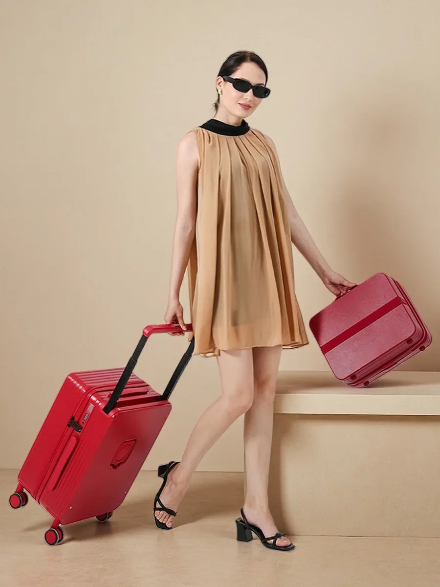 ensemble de bagages 20+14"24+14" avec usb et porte gobelet tsa lock 360 ° roues crochet de pied sur pied valise pc + abs étui de voyage pliable