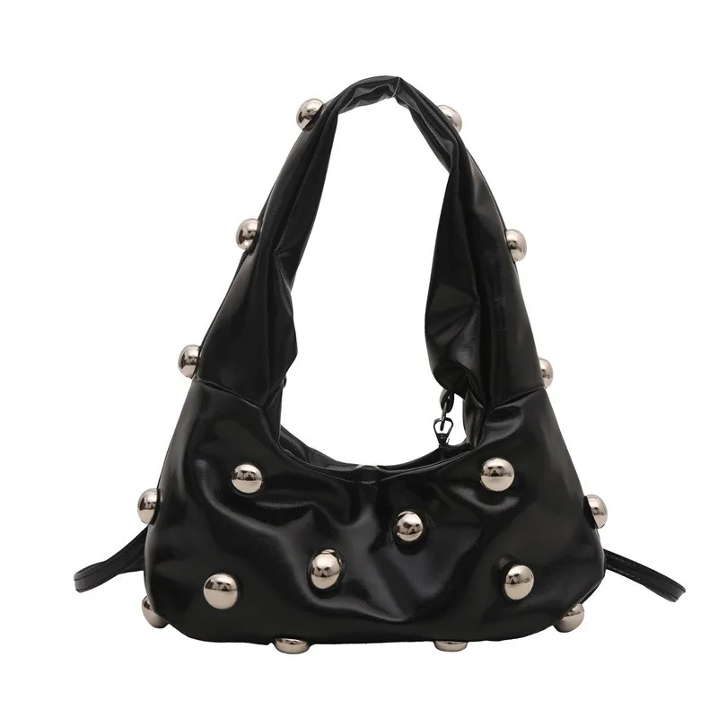 Sac à main Hobo clouté en cuir PU pour femme, sac à bandoulière, sac sous les bras, sac fourre-tout, travail, shopping, voyage, designer Sac à main Hobo clouté en cuir PU pour femme, sac à bandoulière, sac sous les bras, sac fourre-tout, travail, shopping, voyage, designer