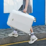 Valise de voyage sur roues universelles silencieuses, ensemble de bagages à roulettes ABS + PC, bagage à main 20 pouces, sac cosmétique, sacs à bagages à fermeture éclair