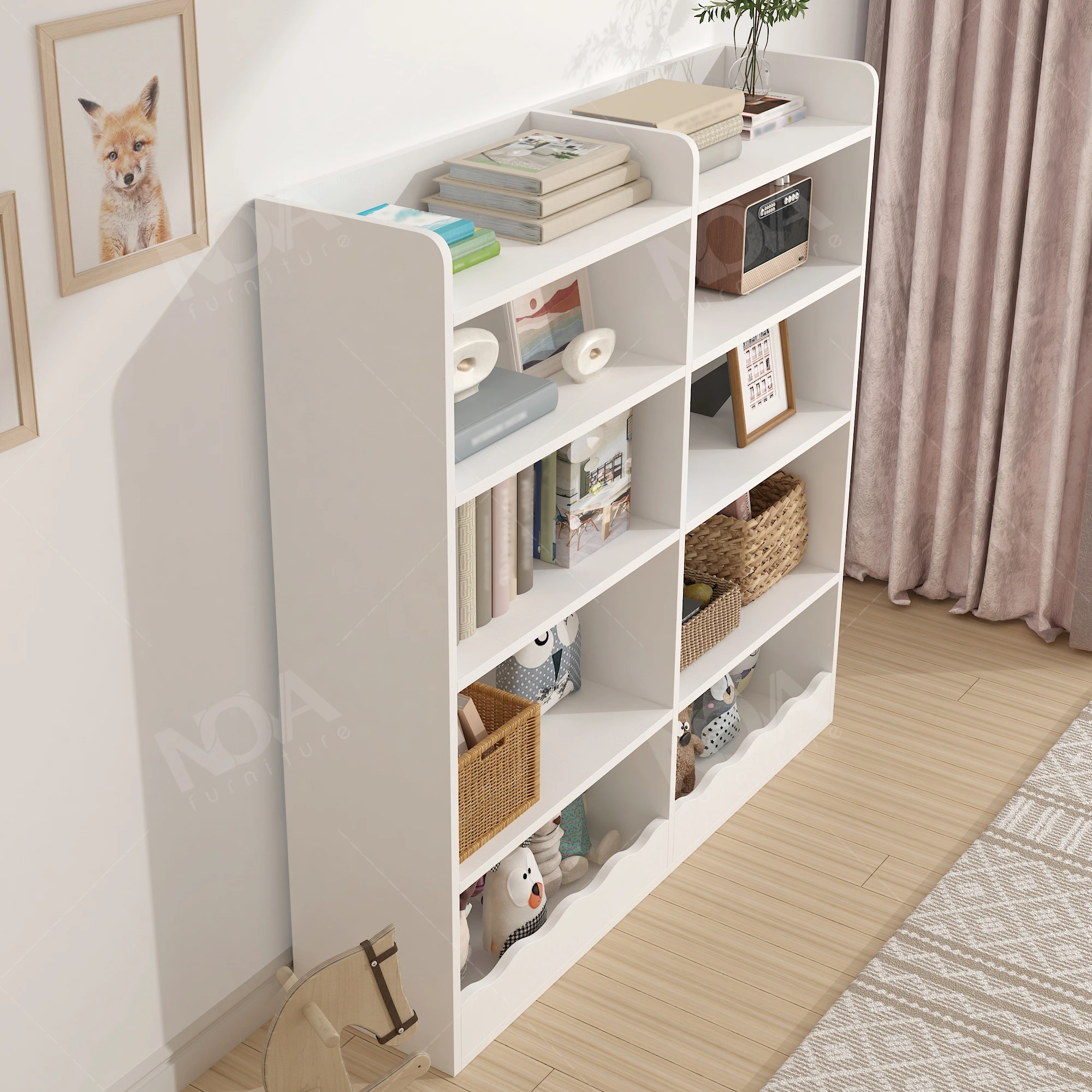 bibliothèque blanche à 5 niveaux pour enfants en bas âge, armoire de rangement moderne pour jouets d'enfants, meubles de garderie, bibliothèque de lecture, en stock aux états unis