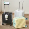 petit bagage de 14 pouces peut sortir sur l'avion sans vérifier, avec verrouillage par mot de passe, valise en cuir, boîtier de chariot de voyage
