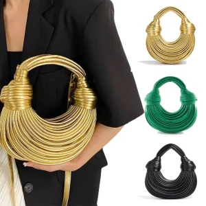 Sacs à main pour femmes 2025 nouveau or marque de luxe de créateur sacs à nouilles tissés à la main corde nouée tiré Hobo argent pochette de soirée Chic Sacs à main pour femmes 2025 nouveau or marque de luxe de créateur sacs à nouilles tissés à la main corde nouée tiré Hobo argent pochette de soirée Chic