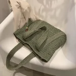 Sacs à main tissés à la main, sacs d&rsquo;été à poignée supérieure, faits à la main, simples, grande capacité avec pendentif pompon, fourre-tout décontracté