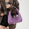 sac à main de luxe clouté perlé pour femme, sac à main en cuir suédé, sacs à bandoulière initiés, sac à main solide, papier rouge vin, violet
